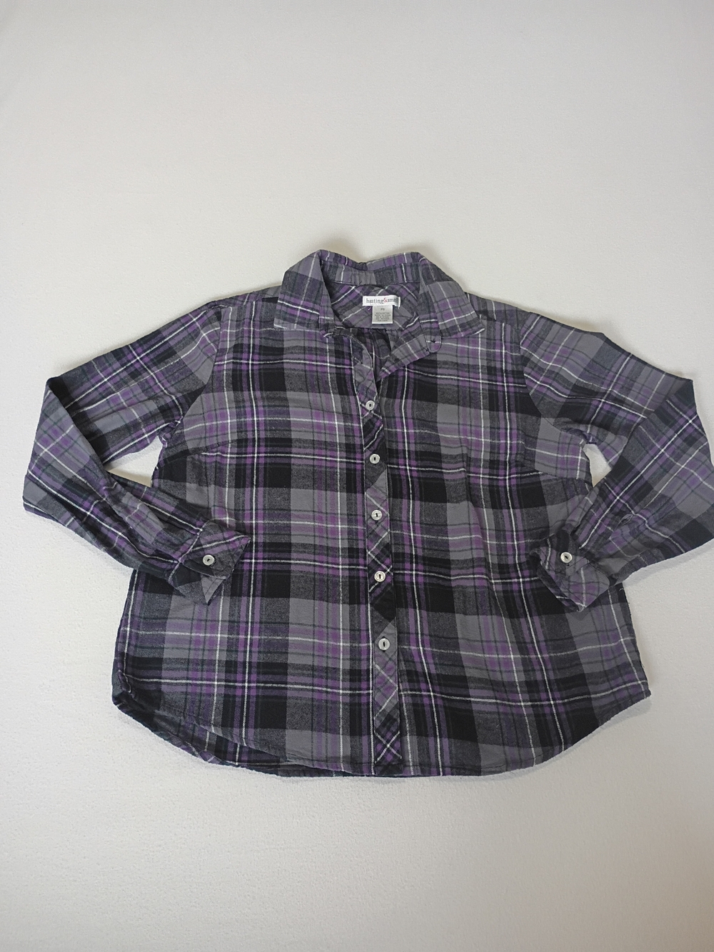 Hasting & Smith Purple Plaid Flannel Shirt Women's Size SP Button Down